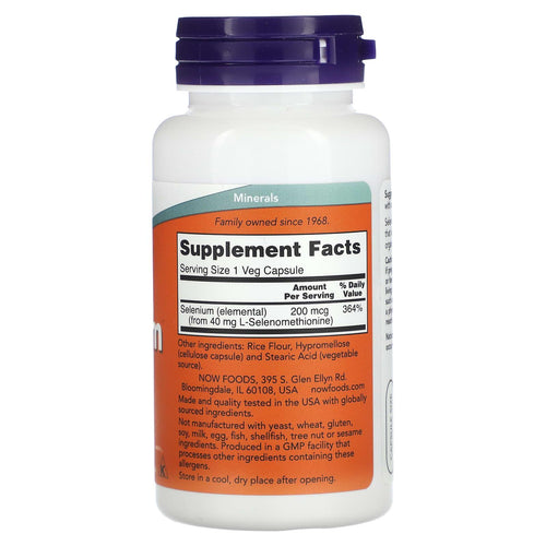 NOW Foods, Selenium, 200 mcg, 90 Veg Capsules General NOW