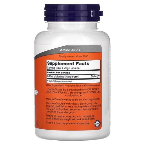 L-Phenylalanine 500 mg, 120 Count, By NOW NOW