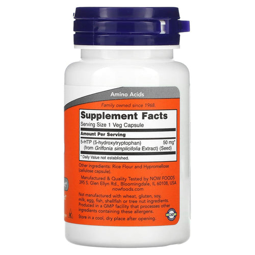 NOW Foods, 5-HTP 50 mg, 30 Capsules General NOW