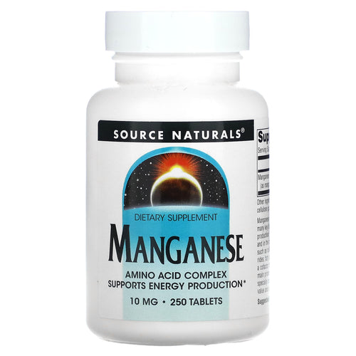 Manganese 10 mg, 250 Tablets By Source Naturals General Source Naturals