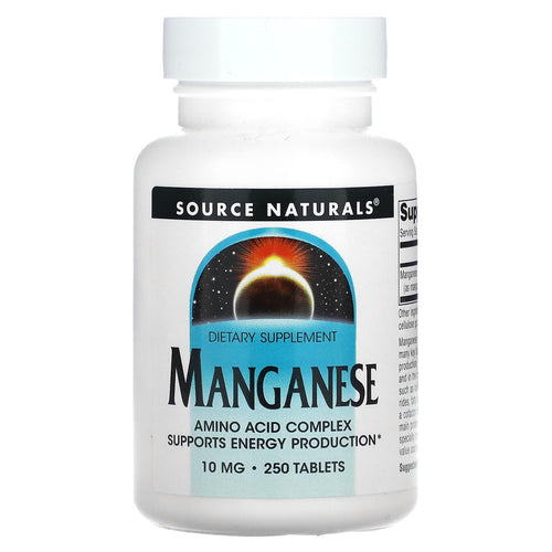 Manganese 10 mg, 250 Tablets By Source Naturals General Source Naturals