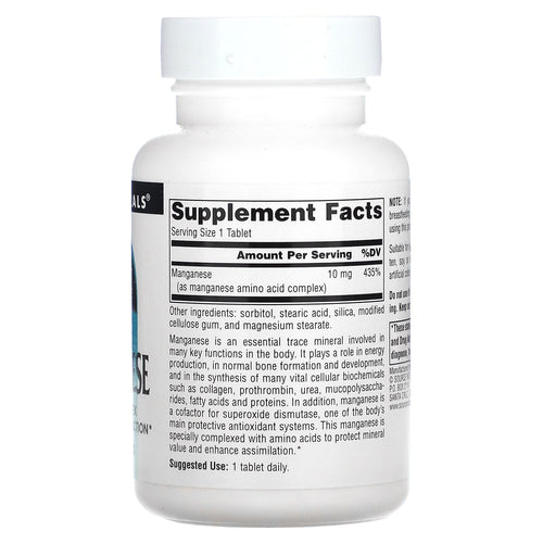 Manganese 10 mg, 250 Tablets By Source Naturals General Source Naturals