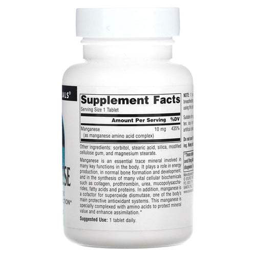 Manganese 10 mg, 250 Tablets By Source Naturals General Source Naturals