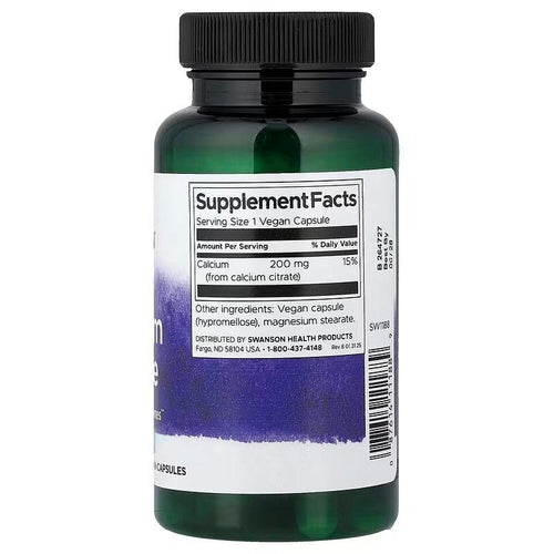Calcium Citrate 200 mg, 60 count, By Swanson.