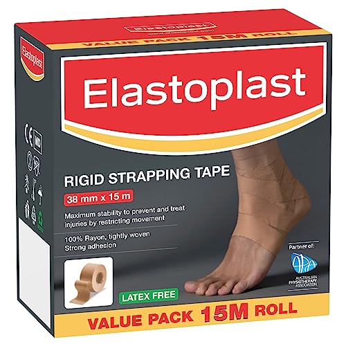 Rigid Strapping Tape 38mm x 15m 1 Roll | Value Pack | Stabilises Movement | Supports & Prevents Injury | 100% Rayon Sports Tape | Hand Tearable | Easy Application by Elastoplast – Premium formula crafted for everyday wellness and performance. | Supps247 Australia