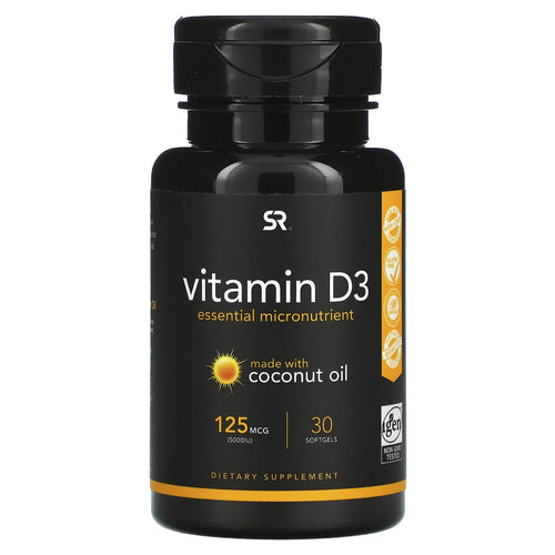 Sports Research, Vitamin D3, 125 mcg (5,000 IU), 30 Softgels General Not specified
