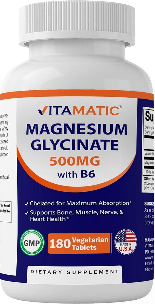 Vitamatic Magnesium Glycinate 500mg 180 Vegetarian Tablets General Not specified