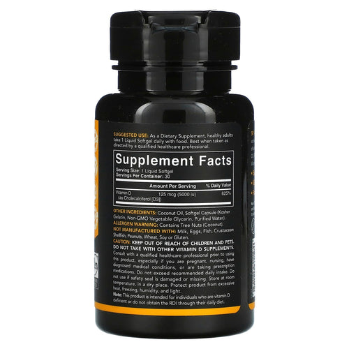 Sports Research, Vitamin D3, 125 mcg (5,000 IU), 30 Softgels General Not specified