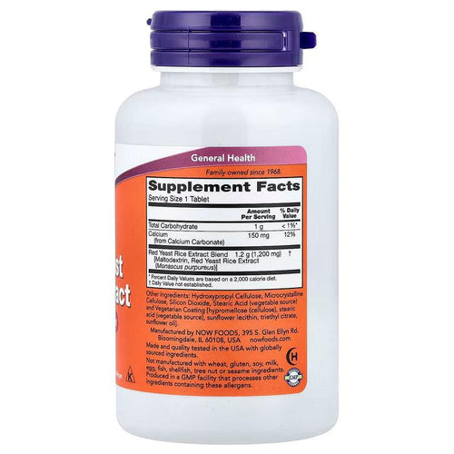 Red Yeast Rice Extract, 60 Tablets By NOW Foods.