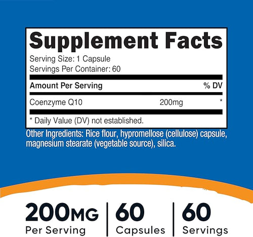 CoQ10, 200 mg, 60 Capsules, By Nutricost Nutricost