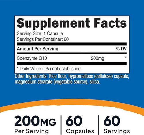 CoQ10, 200 mg, 60 Capsules, By Nutricost Nutricost