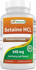 Betaine HCL 648 mg by Best Naturals – Premium Digestion Support Formula