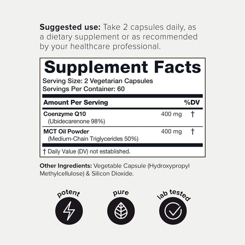 Ultra High Purity CoQ10 400mg - 98% Purified with MCT Oil General Not specified