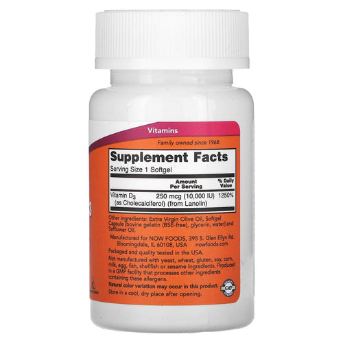 Vitamin D3 10,000 IU By NOW Vitamin D SUPPS247