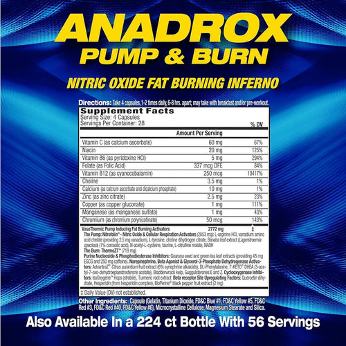 MHP Anadrox Pump & Burn 112 count General MHP
