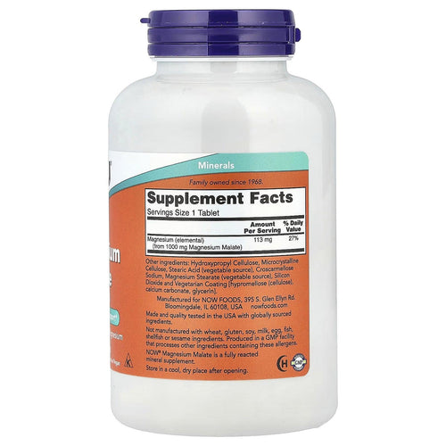 Magnesium Malate by NOW 180 Tablets 1000mg.