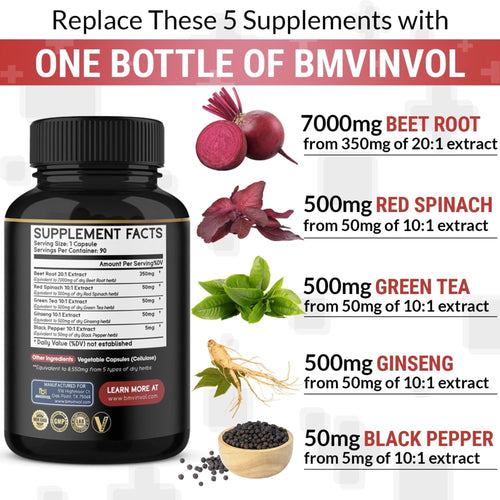 BMVINVOL Beetroot Ginseng nd Green Tea Extract Vitamins & Supplements SUPPS247