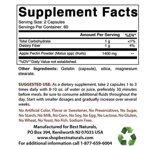 Best Naturals Apple Pectin 700 mg digestive support SUPPS247