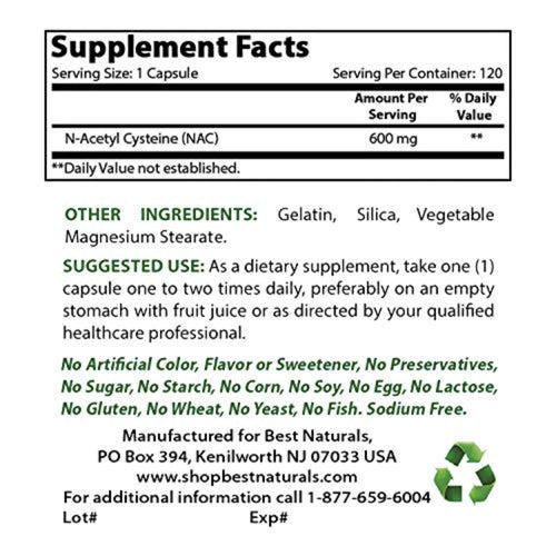 Best Naturals NAC N-Acetyl Cysteine 600 mg GENERAL HEALTH SUPPS247