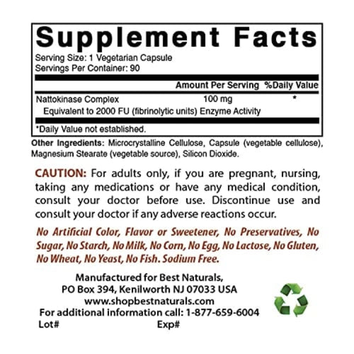 Best Naturals Nattokinase 2000 FU cardiovascular support SUPPS247