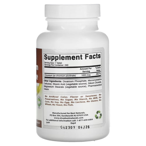 Best Naturals Chromium Picolinate 1000 mcg GENERAL HEALTH Best Naturals