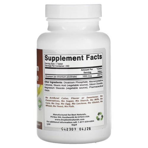 Best Naturals Chromium Picolinate 1000 mcg GENERAL HEALTH Best Naturals