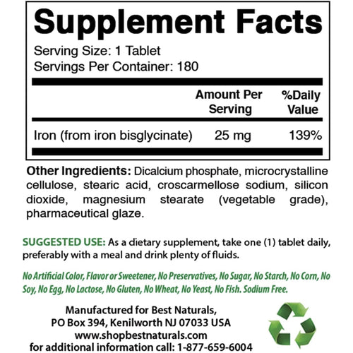 Best Naturals Iron 25 mg GENERAL HEALTH Best Naturals