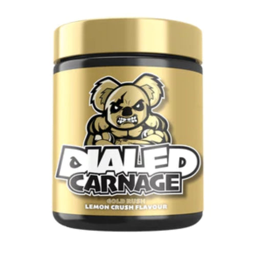 Dialed Carnage by The X Athletics PREWORKOUT The X Athletics Gold Rush Lemon Crush