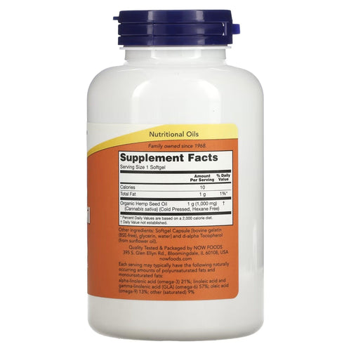 NOW Foods Hemp Seed Oil 1000 mg Essential Fatty Acids & Oils NOW