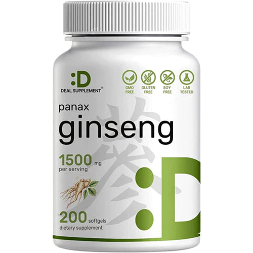 Panax Ginseng 1500 mg by Deal Supplement Ginseng SUPPS247 200 Softgels