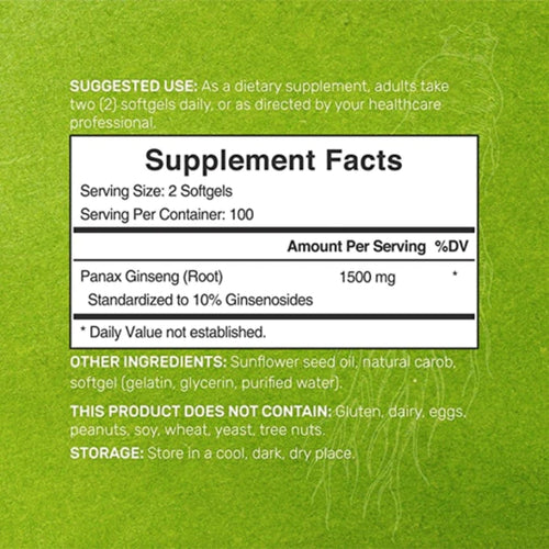 Panax Ginseng 1500 mg by Deal Supplement Ginseng SUPPS247
