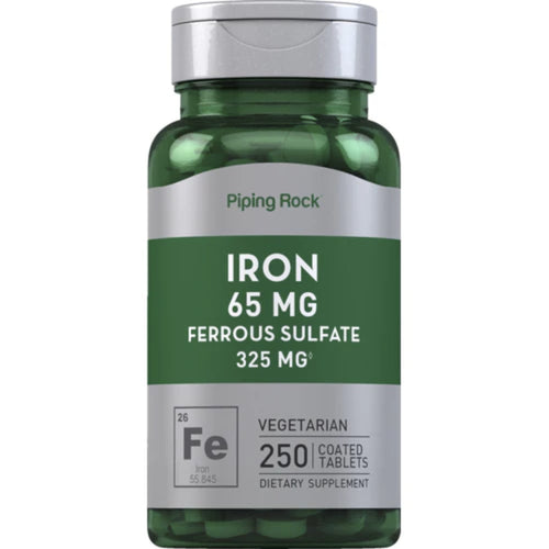 Piping Rock Iron Ferrous Sulfate 65 mg | 250 count | Iron Supplement General Piping Rock