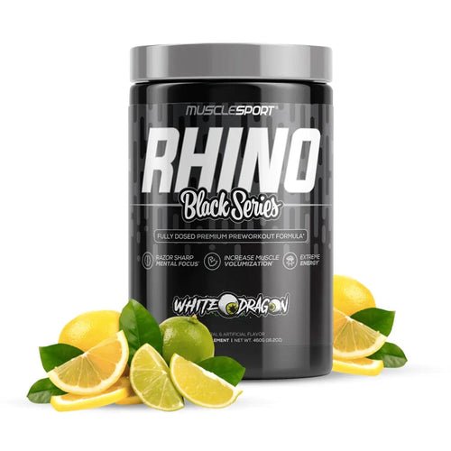 Rhino Black series by Muscle Sports PRE WORKOUT SUPPS247 WHITE DRAGON 40 Serves