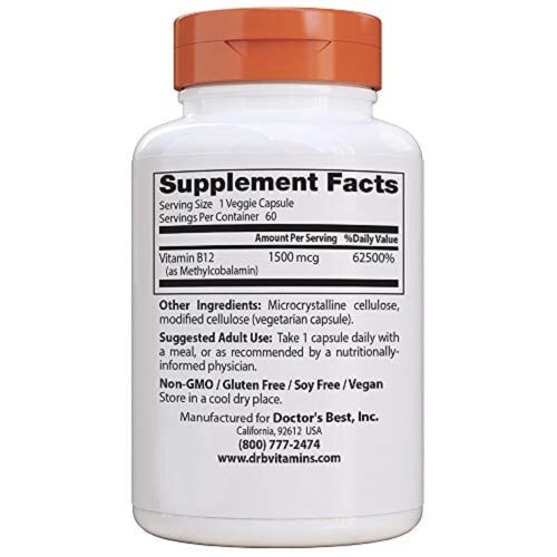 Doctor's Best Fully Active B12 1500 mcg 60 CT Vitamin B12 supps247