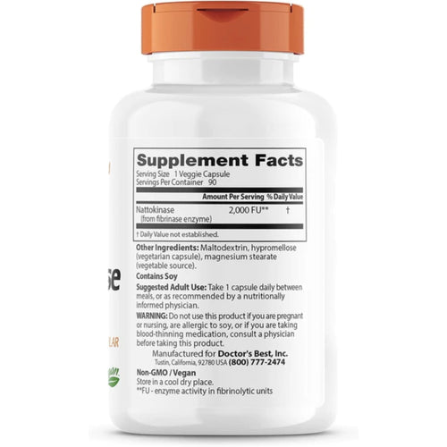 Doctor's Best Nattokinase 2,000 FU for Cardiovascular Health cardiovascular support SUPPS247