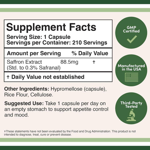 Double Wood Saffron Extract 88.5mg 210 Counts weight loss SUPPS247