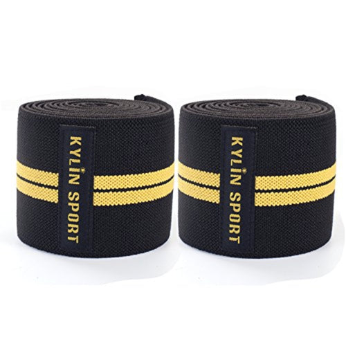 KYLIN SPORT Elasticated Compression Knee Support - Pair Gym accessories SUPPS247 Yellow/Black