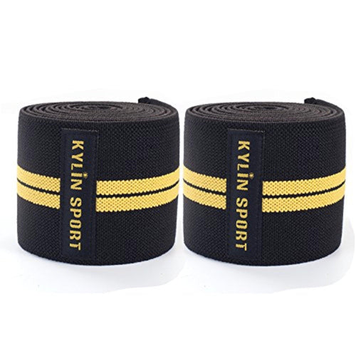 KYLIN SPORT Elasticated Compression Knee Support - Pair Gym accessories SUPPS247 Yellow/Black