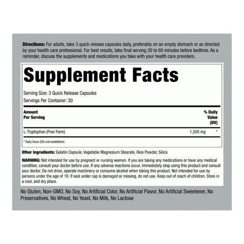 L-Tryptophan 1500 mg by Piping Rock AMINO ACID Piping Rock