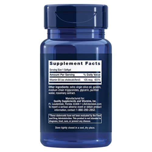 Life Extension Vitamin D3 5000 iu Vitamin D SUPPS247
