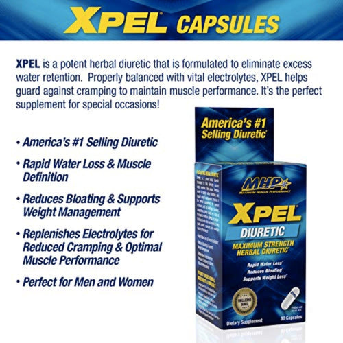 MHP Xpel Maximum Strength Diuretic Capsules 80C Slimming Aids & Weight Loss SUPPS247