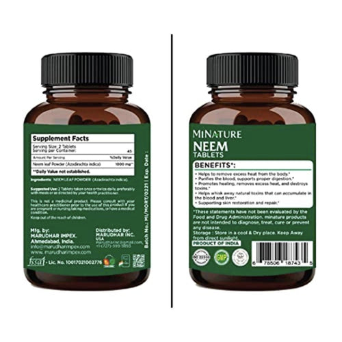 Minature NEEM 100% Natural for Purifying Blood Herbal Supplements SUPPS247