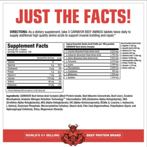 MuscleMeds Ultra-Concentrated Carnivor Beef Aminos 300 Count Aminos SUPPS247