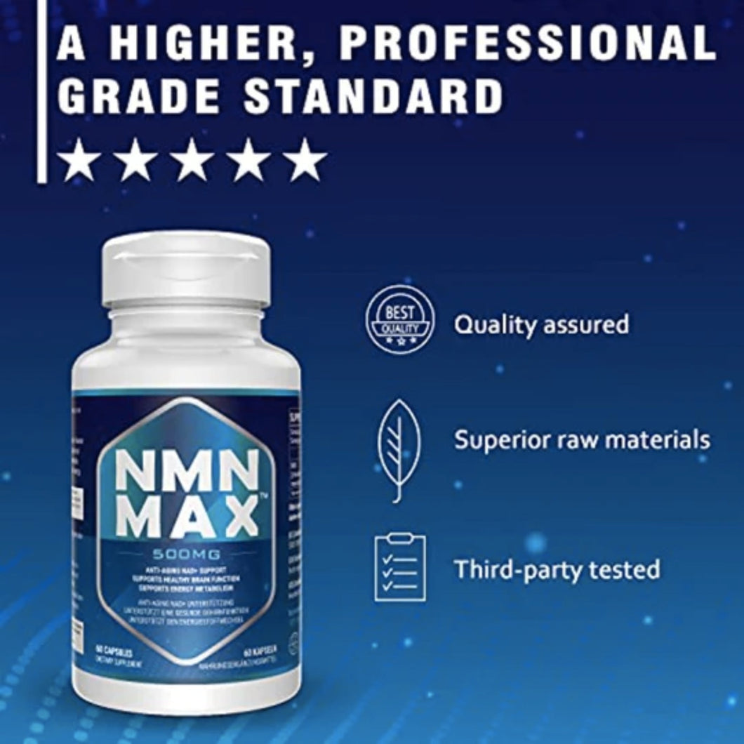 NMN MAX 500mg Anti-Aging + NAD Anti-aging SUPPS247 60 count 