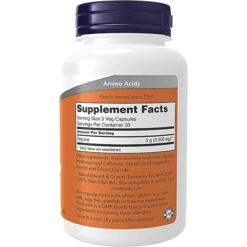 NOW Glycine 1000 mg Nervous System Support nerve support SUPPS247