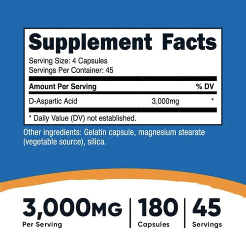 Nutricost D-Aspartic Acid 3000mg hormone balance SUPPS247