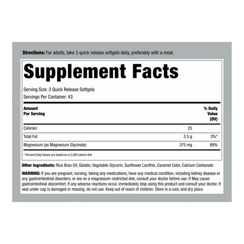 Premium Magnesium Glycinate by Piping Rock 375 mg Magnesium Piping Rock