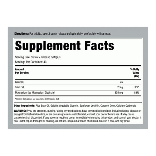 Premium Magnesium Glycinate by Piping Rock 375 mg Magnesium Piping Rock