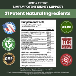 Simply Potent Kidney Support With Cranberry Extract - 60 kidney support SUPPS247 
