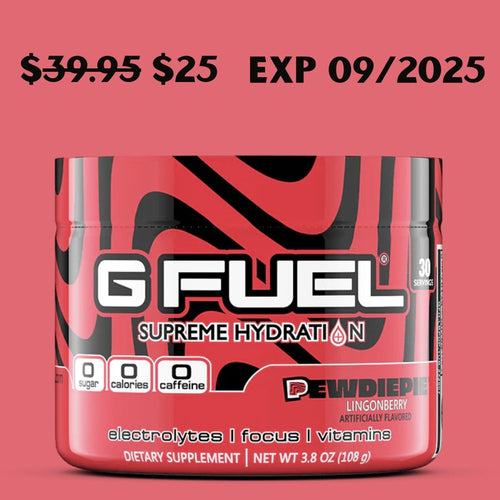 Supreme Hydration by G Fuel Pewdiepie EXP 09/2025 Hydration G Fuel 30 Servings Pewdiepie